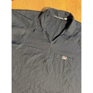 Ben Davis Half Zip‎ Work Shirt Mens XXL Black Short Sleeve Made USA Vintage